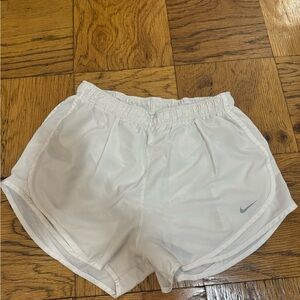 White Nike women’s athletic shorts. Size large. Dry fit